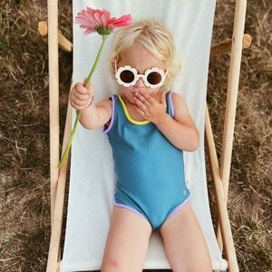 BAÏNES  Pam One Piece Girls Swimsuit, Teal